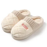 Women's Casual Home Slippers Soft Bottom Plush Slippers Anti-slip Thermal Slippers Indoor Winter Men's Fashion Casual Flats Slip