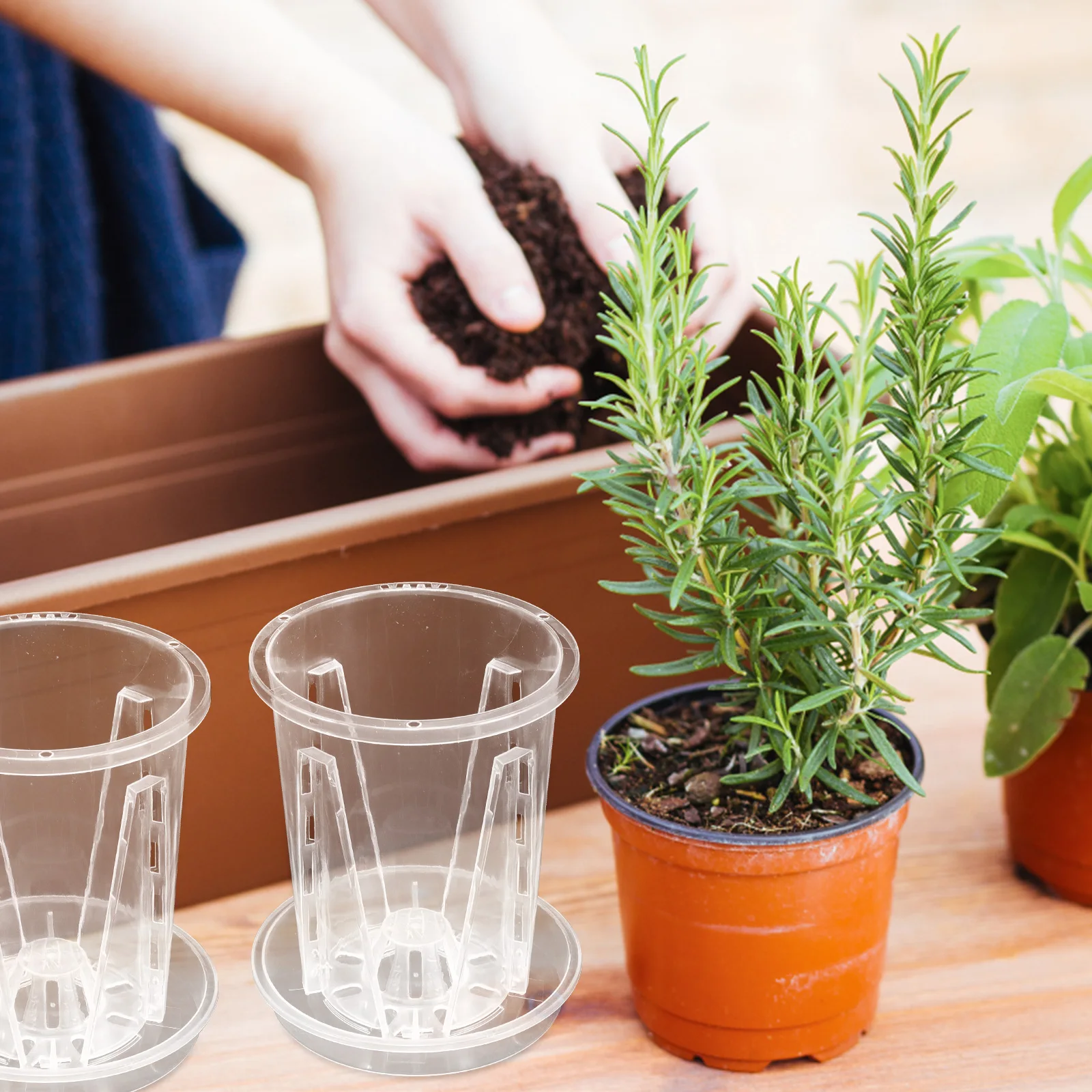 5 مجموعة 5 مجموعات واضح أواني الأوركيد تنفس التحكم في الجذر مصنع الحضانة أواني الزهور لزراعة الأوركيد الحاويات البلاستيكية الصرف
