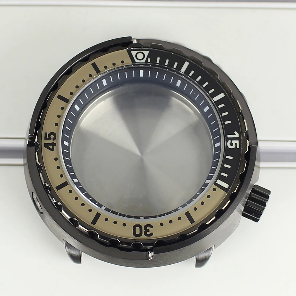 20ATM 47mm Gunmetal Herren Taucheruhrengehäuse mit Leuchtzifferblatt und Saphirglas für NH35 NH36 NH38 4R36 Uhrwerk Tuna Cann Uhr MOD – Detail 5
