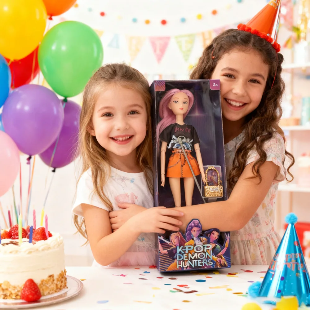 K-Pop Demon Hunters Style Dolls Set with Guitar Microphone Bag Accessories Fashion Dolls for Kids Play & Collection