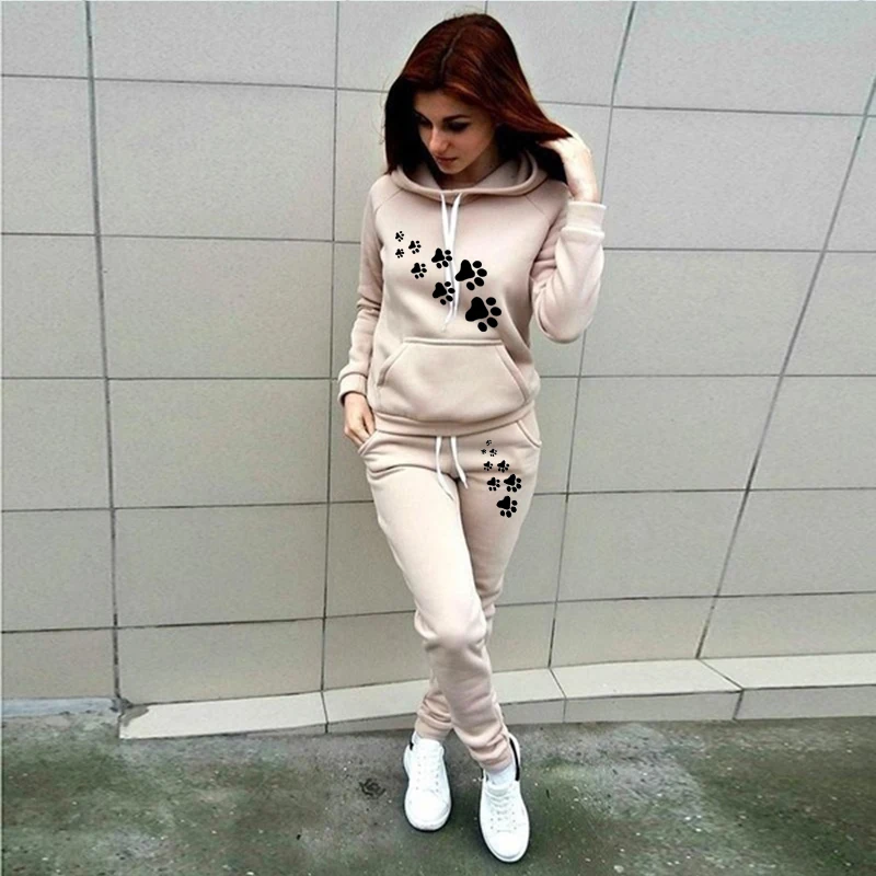 Cat Paw Women\'s Hoodie Suit Sportswear Pullover Oversize Sportswear Jogging Sportswear Long Sleeve Track Suit Plus Size S-3XL