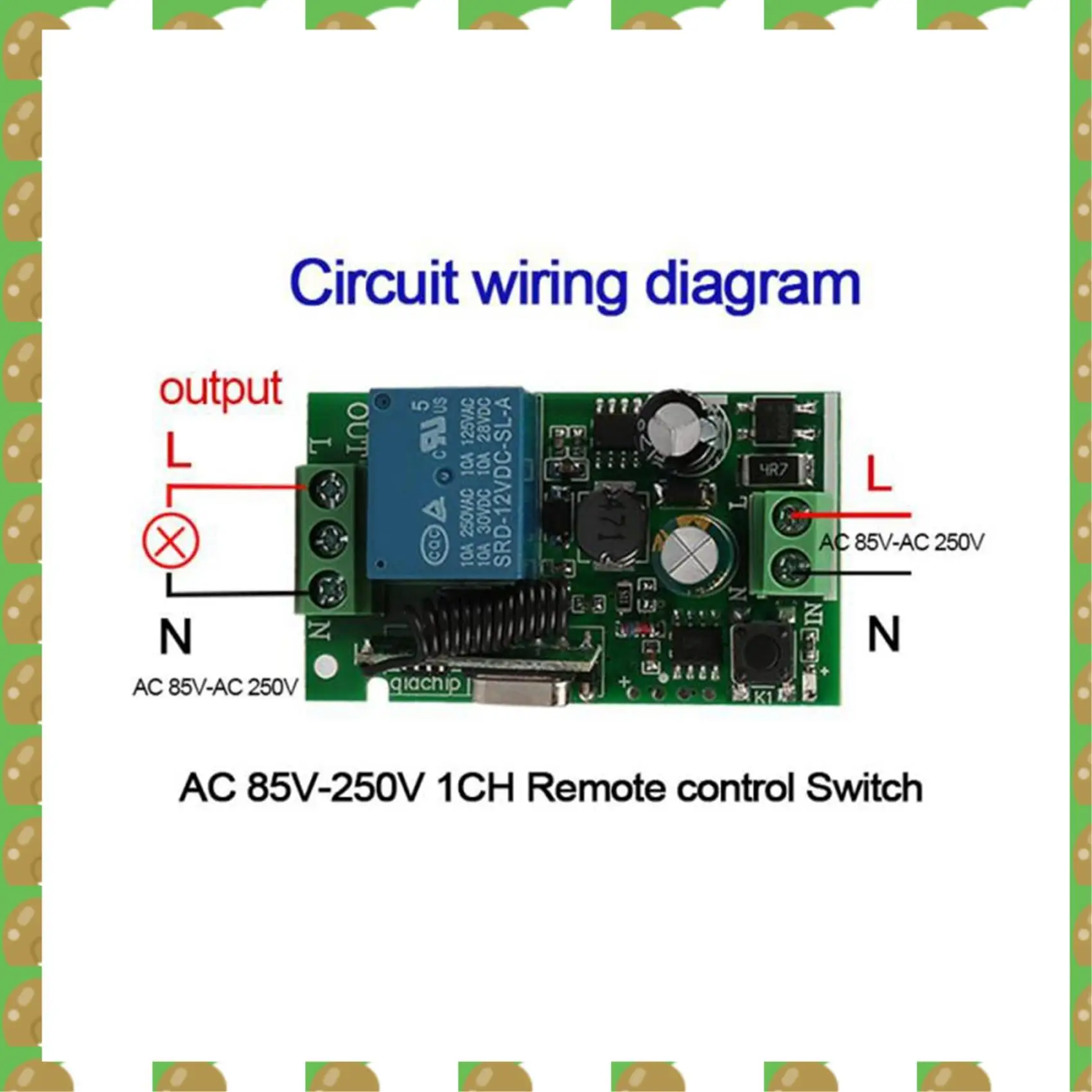 T36C 2X Universal 433 Mhz AC 220V 1 Channel Remote Control Switch Mini Wireless Relay Receiver Module