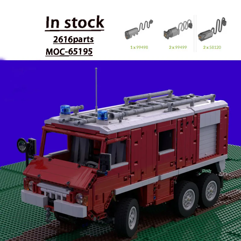 

MOC-65195 City Rescue 6x6 Fire Truck Building Block Model 2616 Parts MOC Creative Boys Children Birthday Christmas Toy Gift
