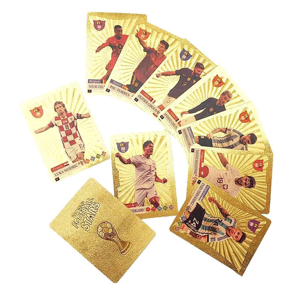 55Pcs Ballsuperstar Gold Card Star Limited Edition Signature Series Trading Football Player Card Children\'s Fan Gift Pack