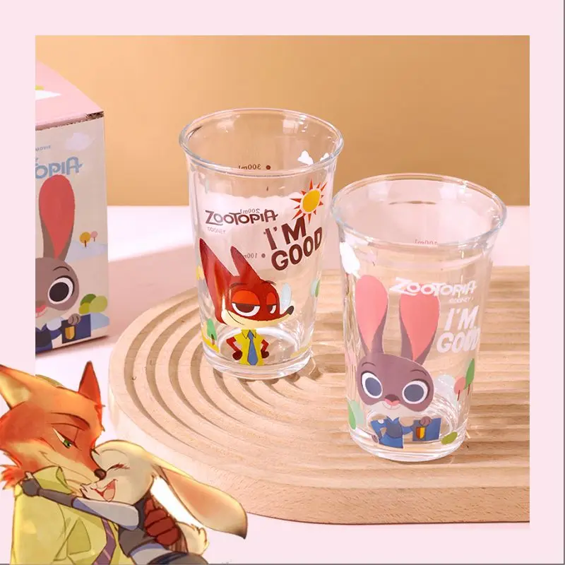 Disney Zootopia Judy Hopps Nick Wide Cartoon Cute Girly Heart Printed Glass Water Cup Home Office Straight Cup regalo di festa