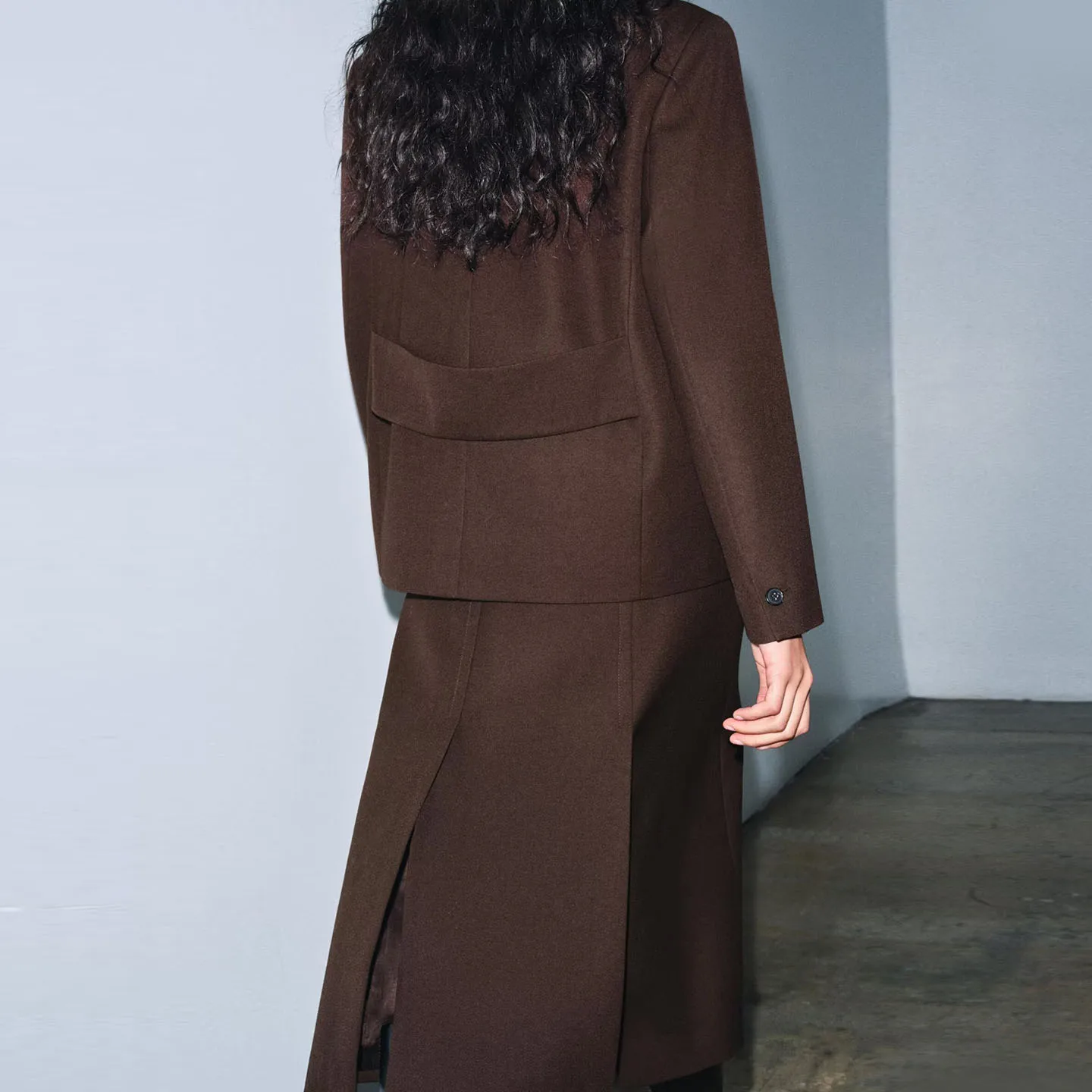 Z Women's Faion Suit Set with ket Decorated Wide Pleated Skirt High Waist Pure Color Four Seasons Long Sve