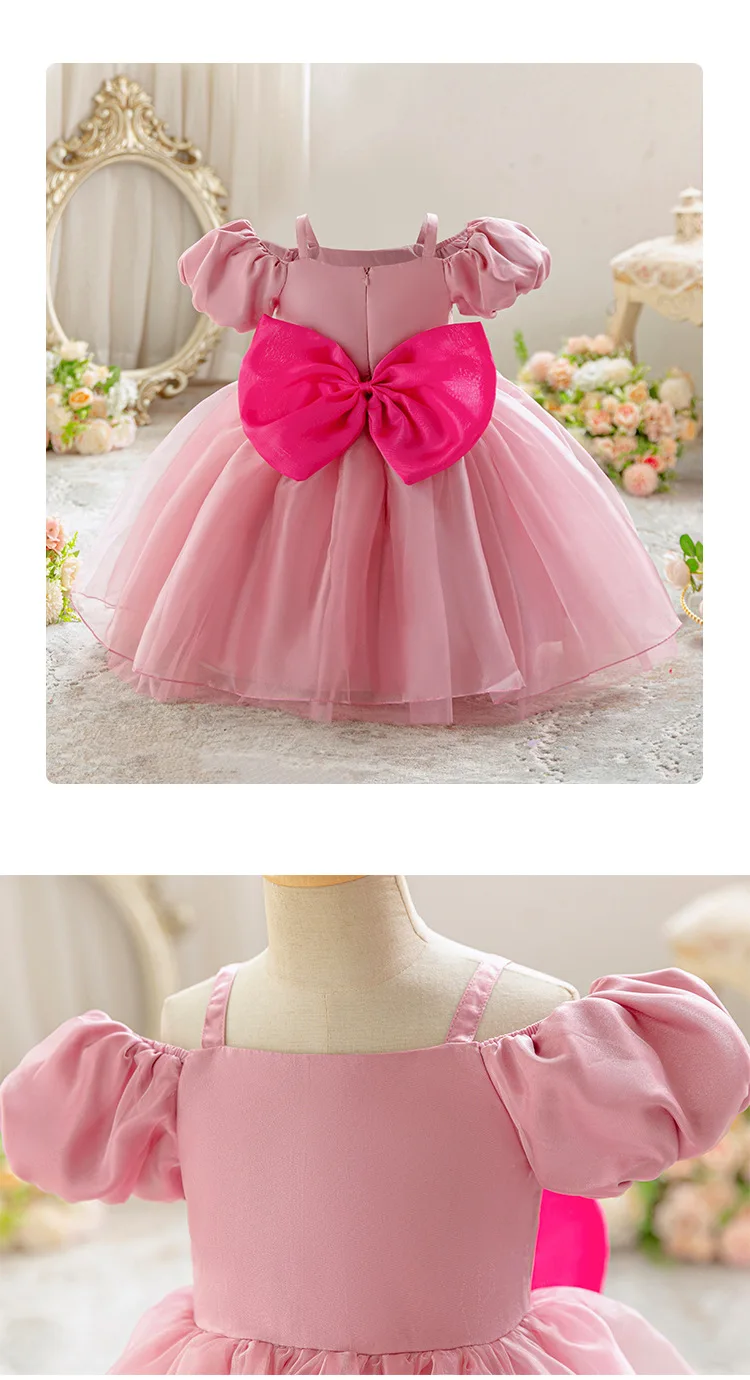 New Girl Princess Dress Kid Puffy Dresses Tulle Girly Clothes Color Block