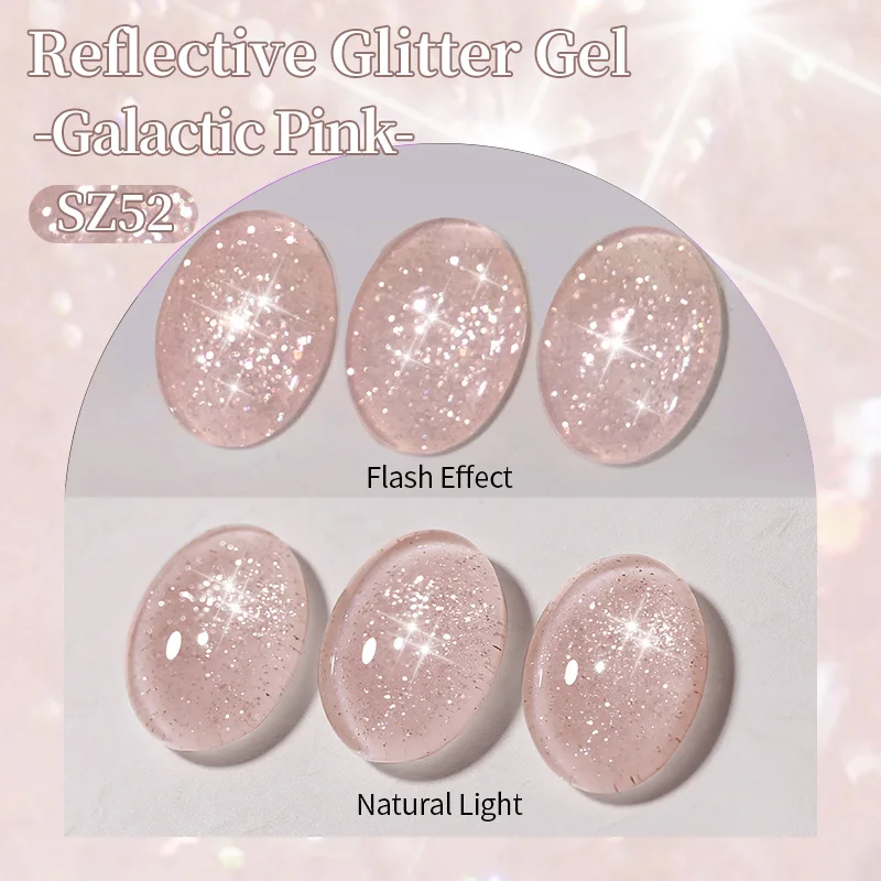 BORN PRETTY 10ml Galactic Pink Reflective Glitter Gel Nail Polish Ultra Shine Soak Off UV Gel Manicure Nail Art Varnish