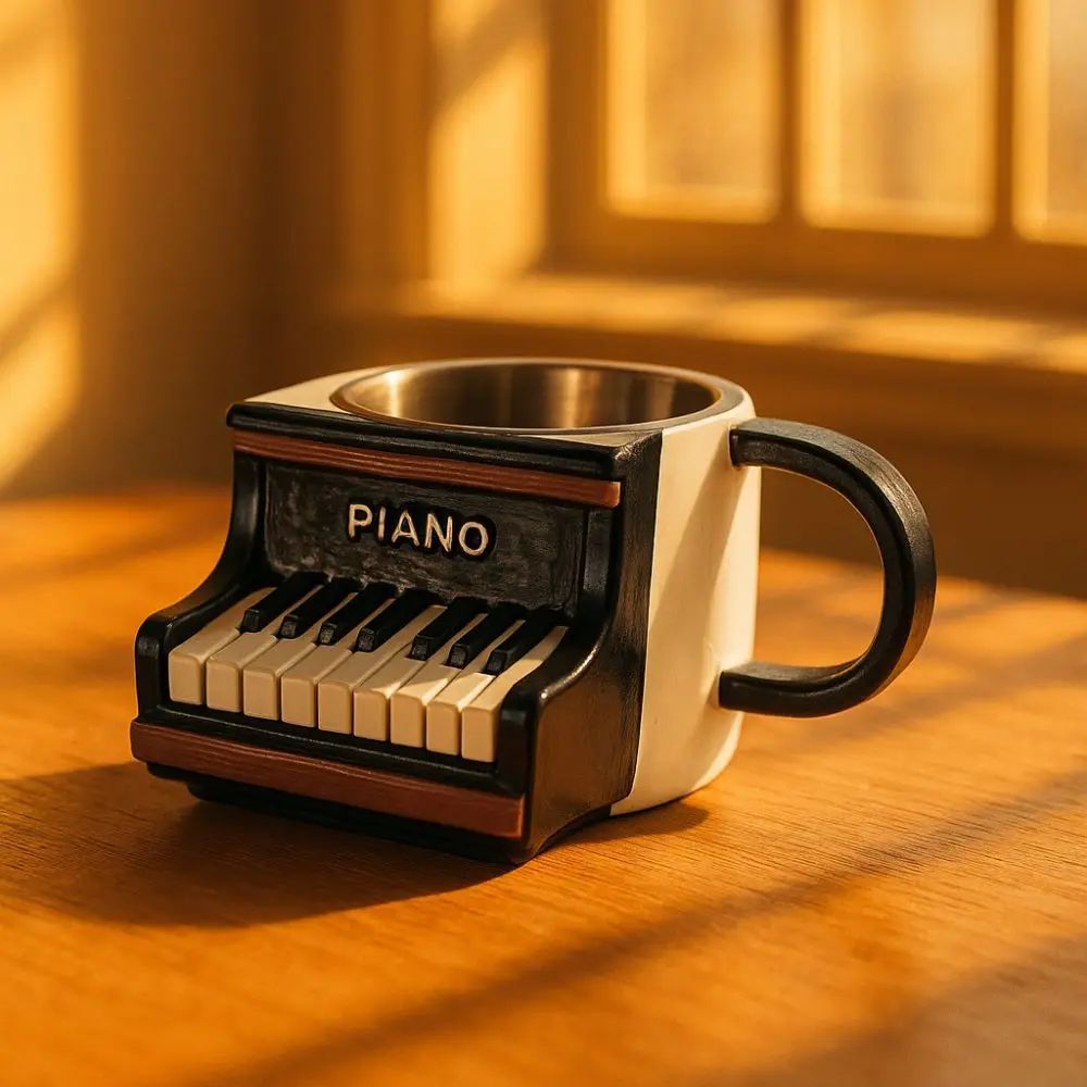 

Stainless Steel Musical Instrument Coffee Mug Handcrafted Ornament Guitar Style Water Cup Heat-resistant Easy To Clean
