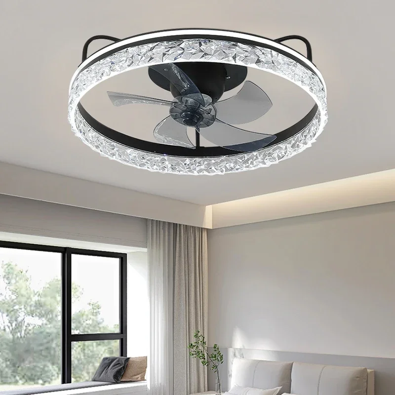 

Modern Led Ceiling Fan Without Lighting Dc Motor 6 Speeds Timing Fans 20Cm Low Floor Loft Remote Control Energy Saving Fan Light