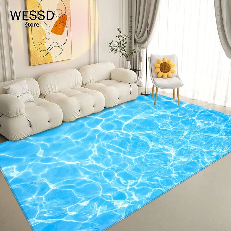 Water Pattern 3D Rugs For Living Room Soft Absorbent Rug For Bathroom Floor Mat For Kids Bedroom Kitchen Mat