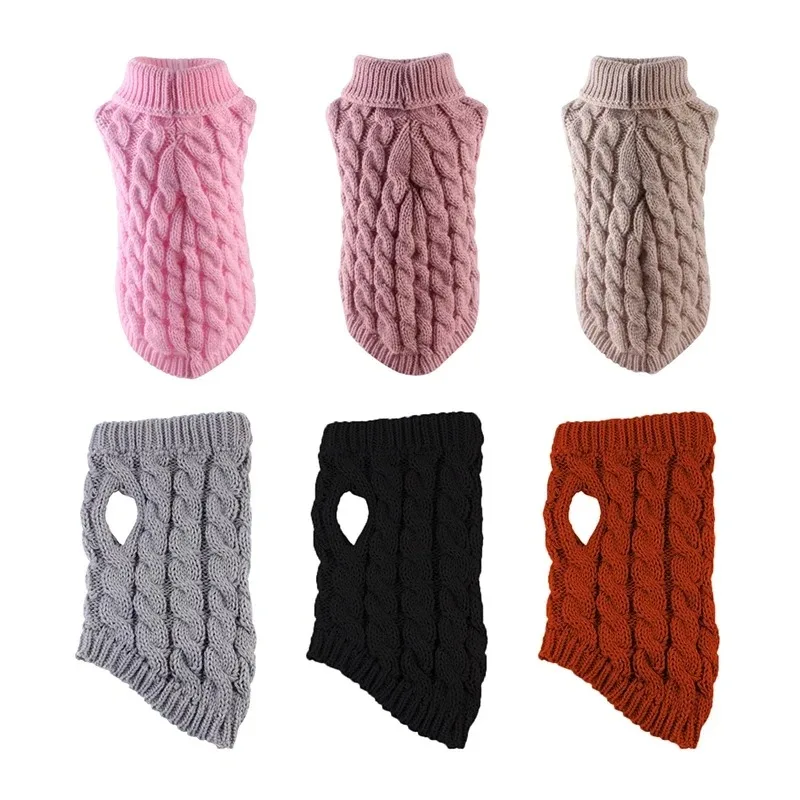 Warm Dog Sweater Clothing Winter Turtleneck Knitted Pet Cat Puppy Clothes Costume For Small Dogs Cats Chihuahua Outfit Vest