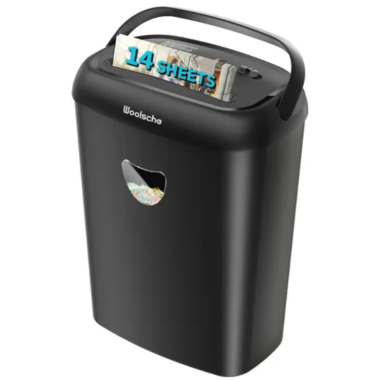 

FCJ High-Performance Cross Cut Paper Shredder 14-Sheet Capacity 6.6 Gallon Basket P-4 Security & Jam Proof For Home Office
