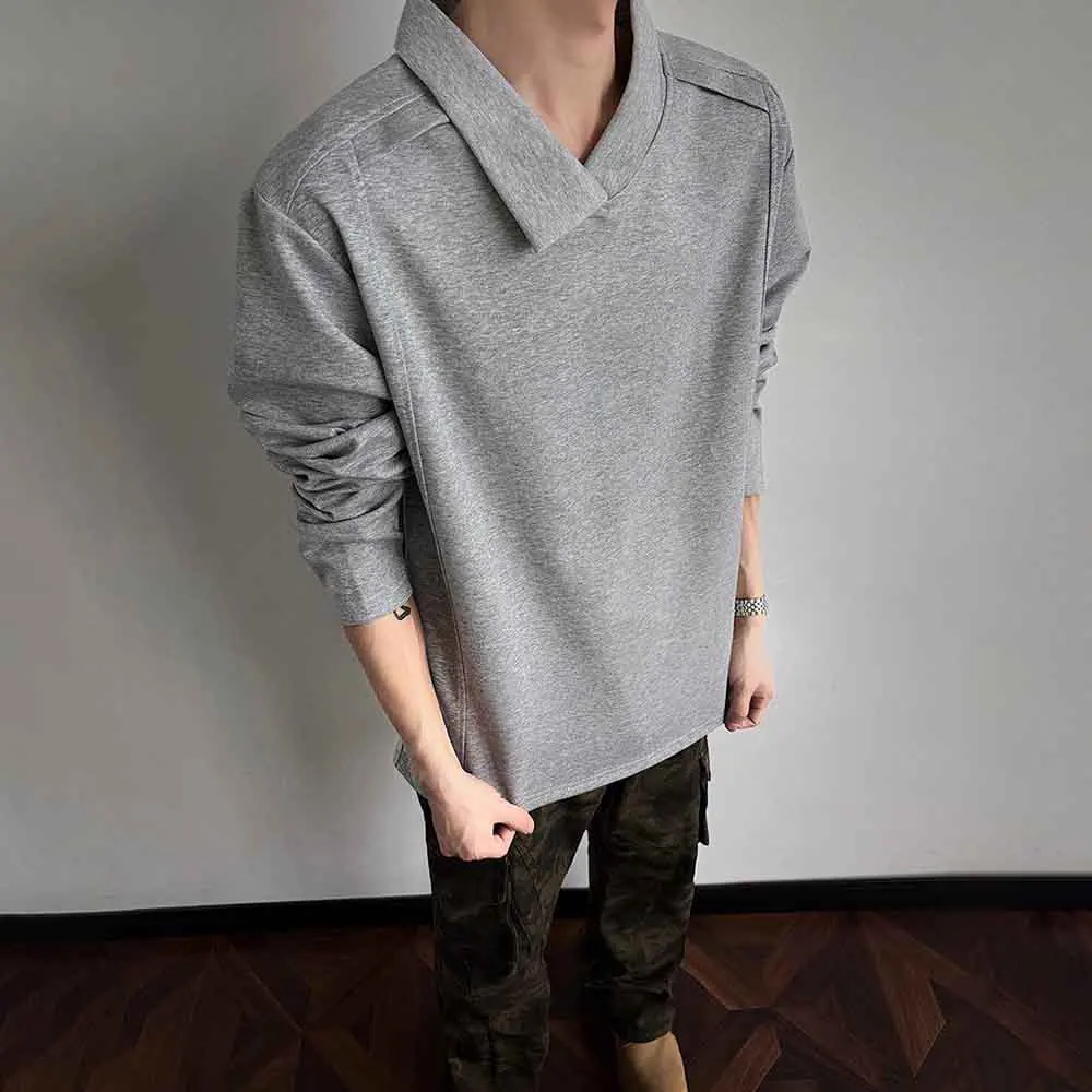 خريف جديد الذكور بلون غير النظامية طويلة الأكمام تي شيرت الأمريكية الرجعية موضة الاتجاه الشارع فضفاض عادية المتخصصة الرجال أفضل 2025 #5
