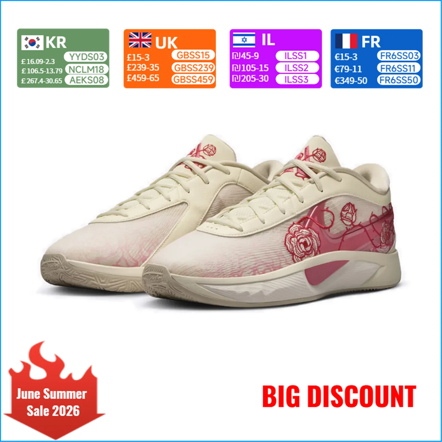 

Nike Giannis Freak 6 Giannis Freak 6 EP Versatile, Slip-Resistant, Durable Low-Top Basketball Shoes for Men Pink FV1294-100