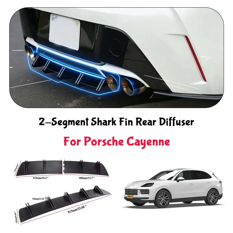 For Porsche Cayenne Shark Fin Rear Diffuser Split Chassis Spoiler Auto Aerodynamic Parts Aerodynamic Modification