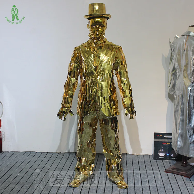 Suit mirror suit, reflective atmosphere performance suit, men's and women's nightclub street party one-piece lens suit
