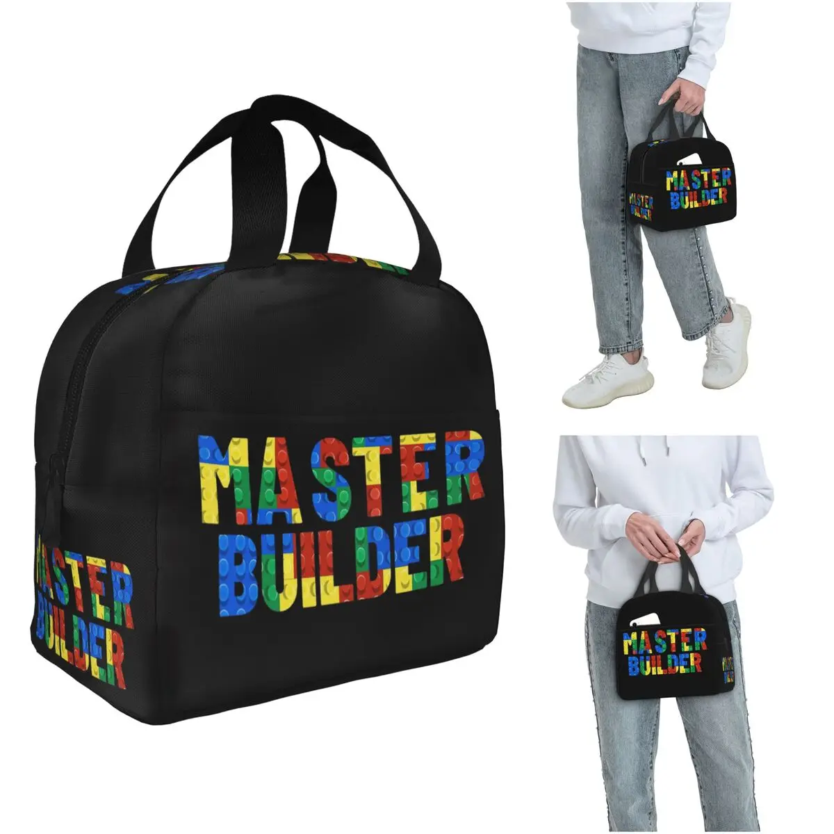 

Brick Builder Blocks Master Builder Пластиковая изолированная сумка для обеда для женщин Кулер Термальная коробка для еды Tote Ланч-боксы Контейнер