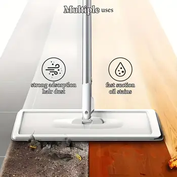 Sada 2/4 ks magických mopů a kbelíků – plochý mop s otočným otočením o 360 stupňů, nástroj pro mokré a suché čištění podlah v domácnosti, kuchyni a koupelně 6 nejlepší prodej vesmírný mop - №5