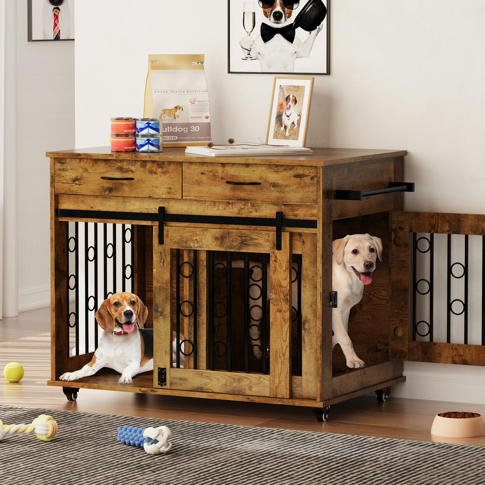 

39 in Dog Crate Furniture Indoor Dog Kennel End Table Pet Furniture cage