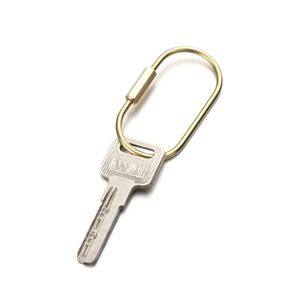 Golden Brass Key Ring Compact Whistle Gourd Ruler Shaped Keychain Jewelry Accessories Pendant Buckles Creative DIY Craft Tools