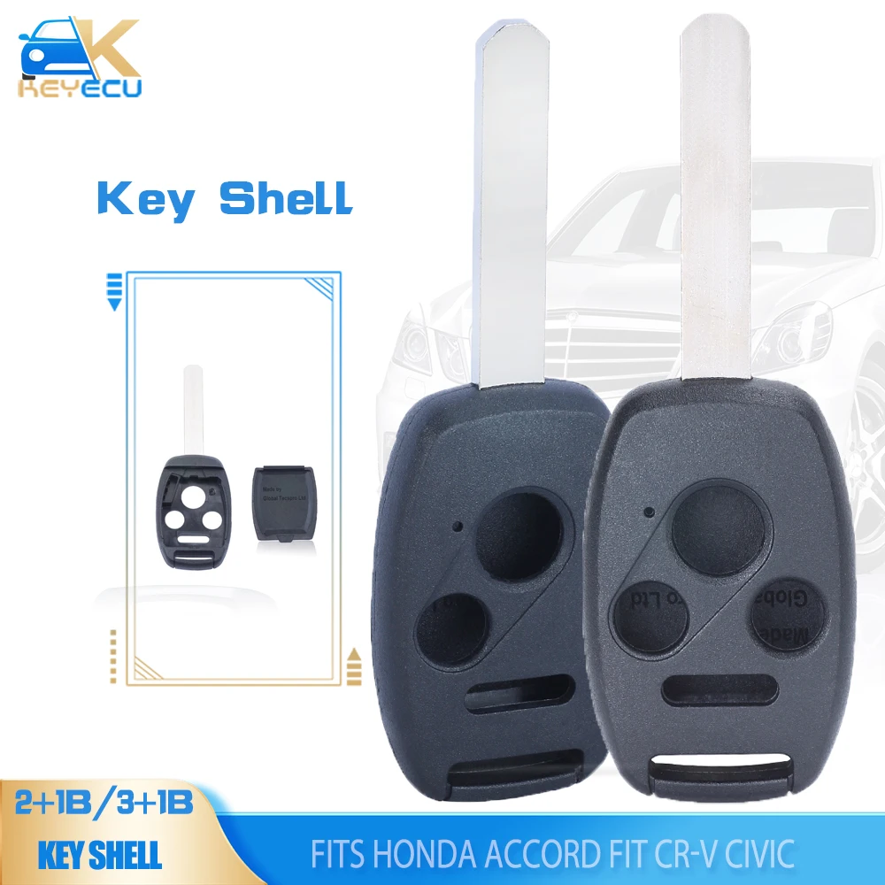 

KEYECU 10X High Quality Remote Key Case Shell for Honda Accord Fit CR-V Civic Pilot Insight Ridgeline 2008 2009 2010 2011 2012