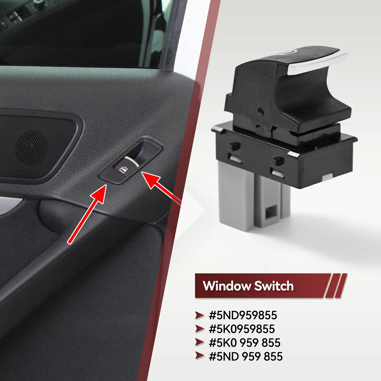 5ND959855 5K0959855 Power Window Switch Control Button For VW Jetta Tiguan Caddy Golf MK5 MK6 Passat Touran Seat MK2 5ND 959 855