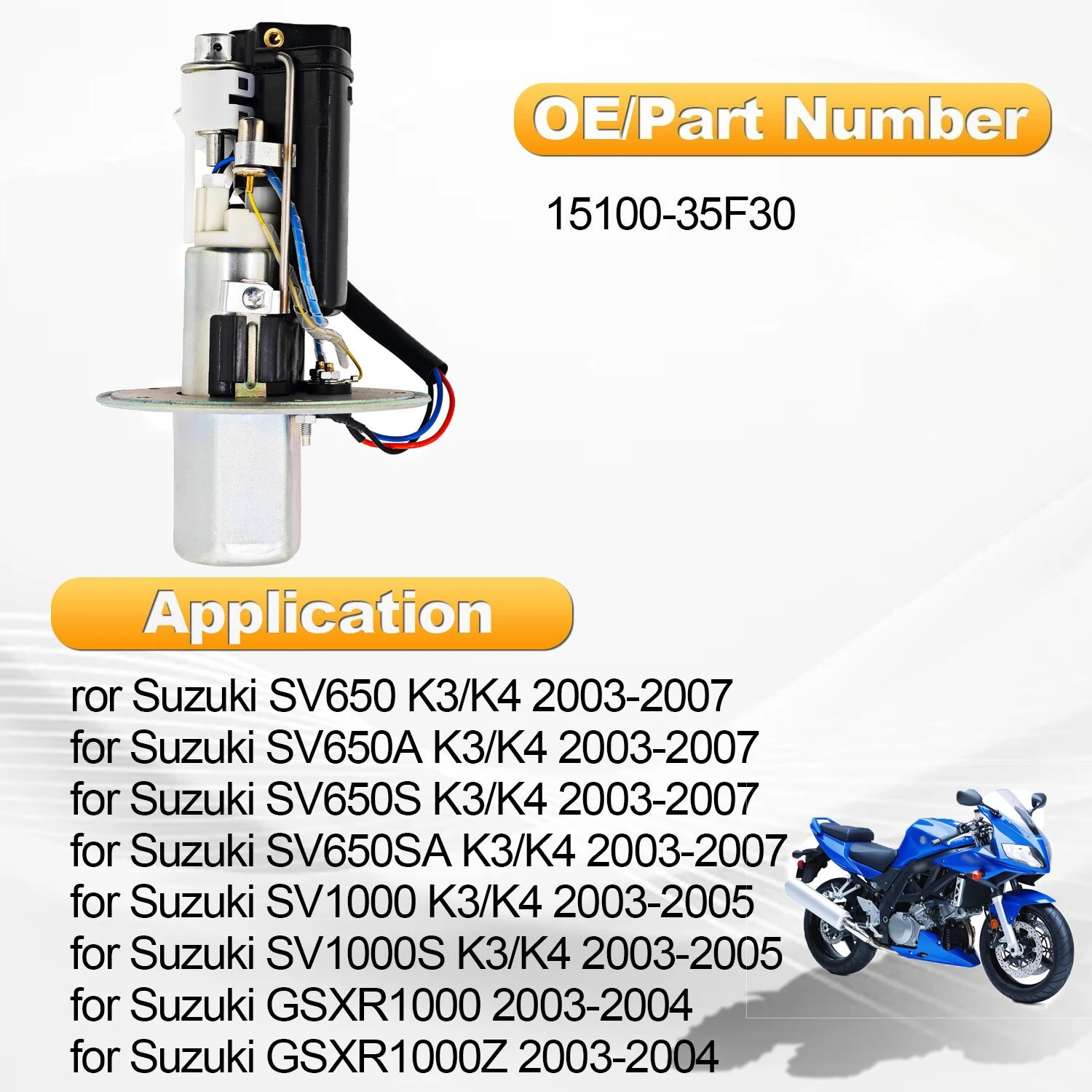 

For Suzuki GSXR1000 SV650 SV1000 2003-2007 15100-35F30 HIGH QUALITY Motorcycle Fuel Pump Module Assembly oil pump UC-T30SU14