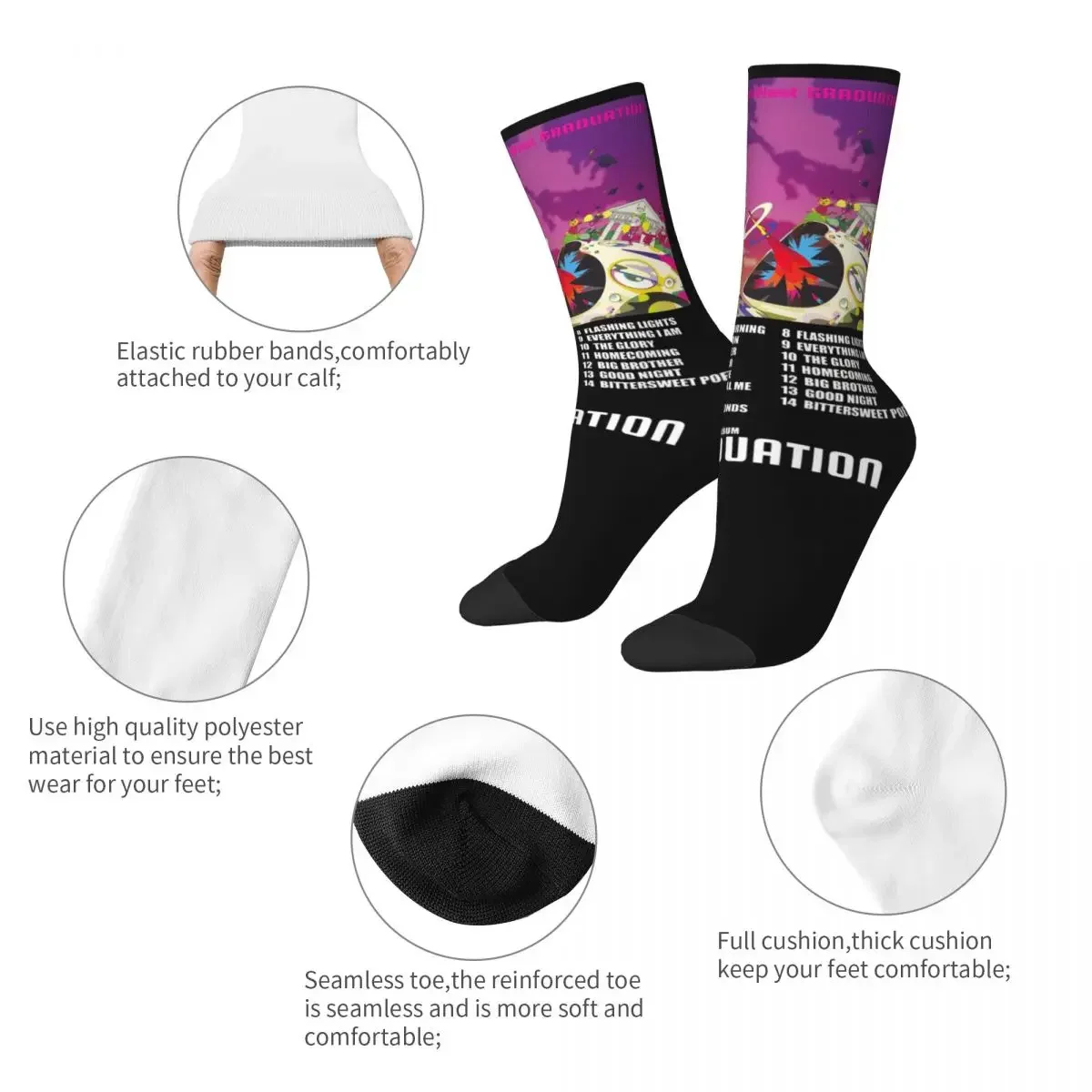 Graduation Album Accessories Crew Socks Cozy Hip Hop Hiphop Rapper Sport Long Socks Soft For Women's Gift Idea