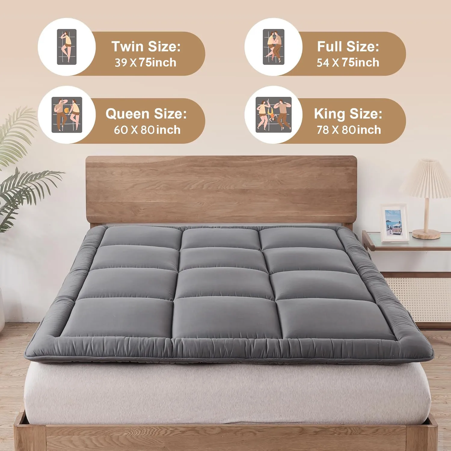 مرتبة أرضية يابانية سميكة مقاس 3 بوصات، مرتبة فوتون، بساط تاتامي، وسادة نوم قابلة للطي، وسادة عنبر للأطفال، كراسي أرضية