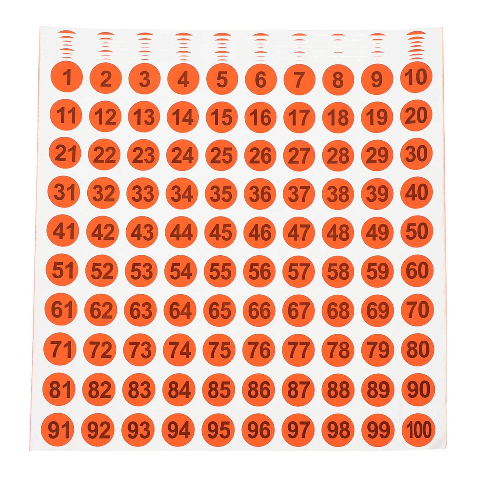 

100 Pcs Self-adhesive Label Number Stickers Paster Outdoor Practical Removable Pvc Round Labels