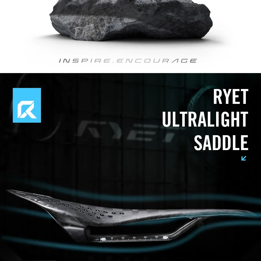 RYET 12K Carbon Ultraleichter Fahrradsattel 59g 230x125mm für MTB/Gravel/Rennrad Unisex Rennsattel 7x7 Dual-Track-Design Radfahren – Detail 3