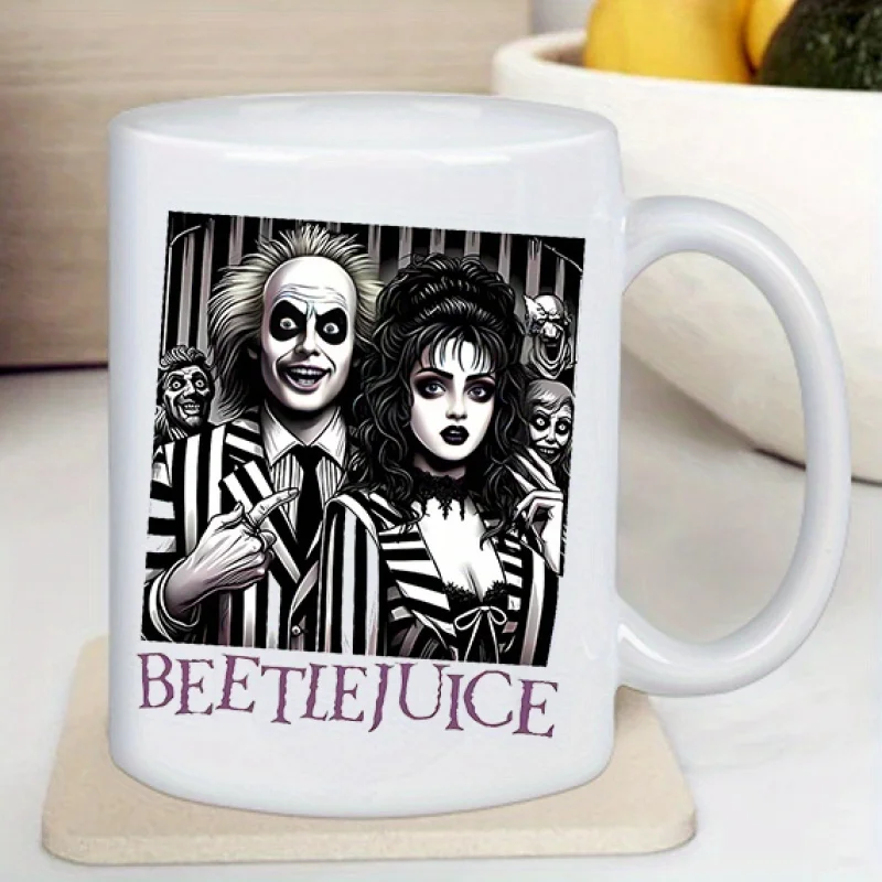 Beetlejuice Themed Ceramic Mug Reusable Retro Insulated Coffee Cup Hand Wash Only Multi-Purpose Kitchenware for Men and Women