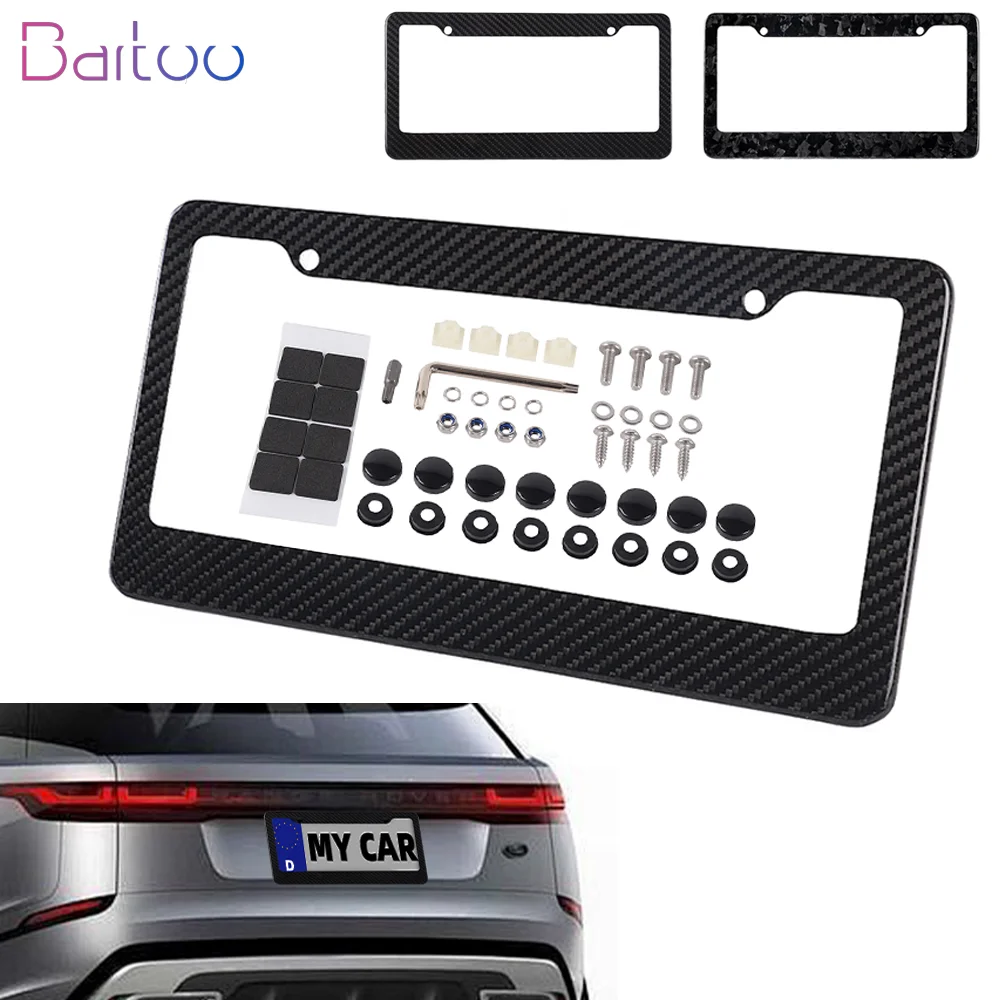 

Universal Real Carbon Fiber Car License Plate Frame Forged Carbon License Plate Holder Bracket with Standard Screw BTD047