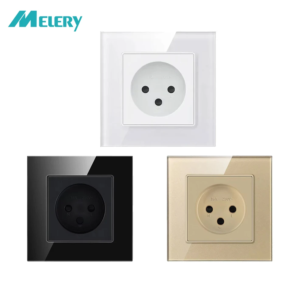 Israel Wall Outlet Electrical Power Socket 16A Crystal Glass Panel 90-250V Plug White/Black/Gold for Home Office Kitchen