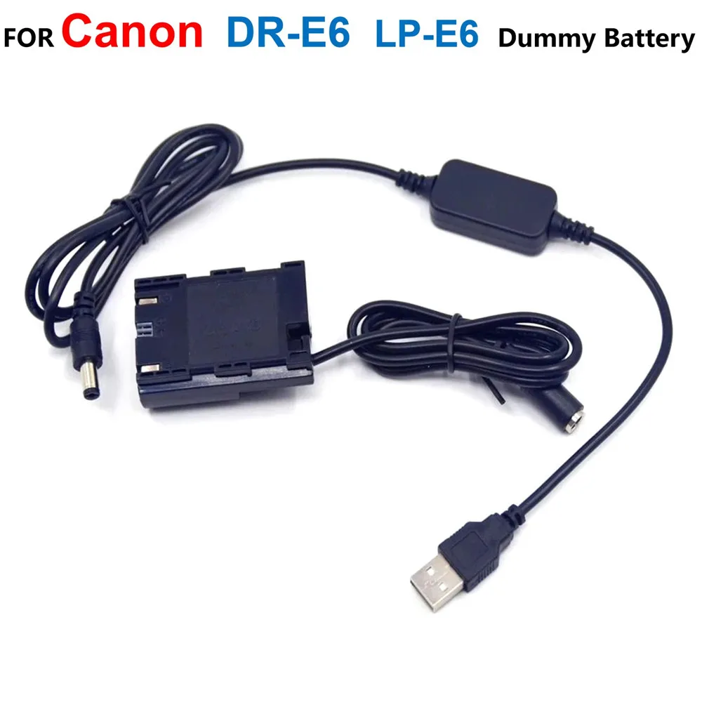 DR-E6 Coupler LP-E6 Fake Battery+ACK-E6 Power Bank USB Cable Adapter For Canon EOS 5D Mark II III 5D2 5D3 6D 7D 60D SLR Camera