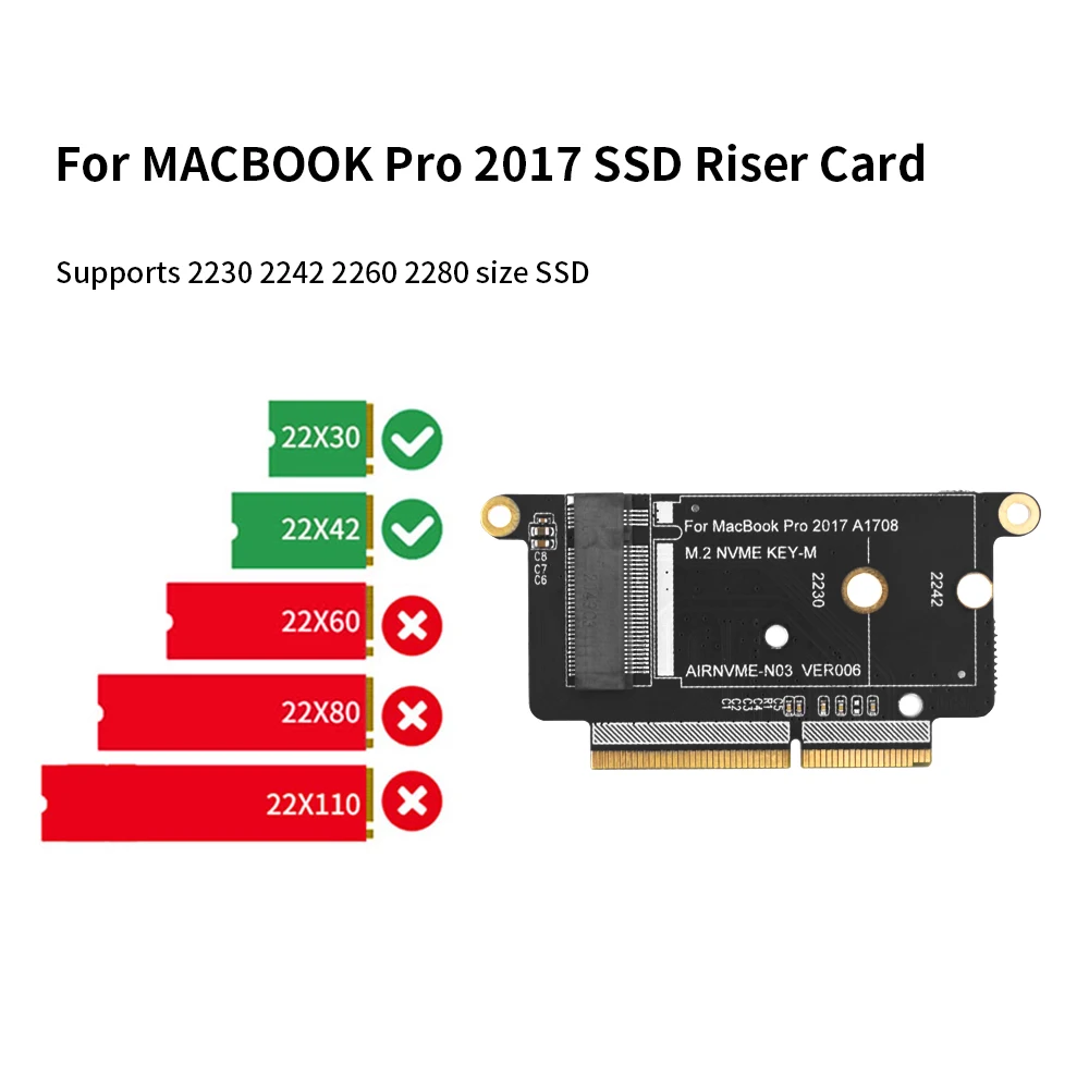 TISHRIC M.2 NGFF لـ MAC BOOK 2013-2017 SSD Riser Card M.2 KEY-M PCIE واجهة AIRNVME-N02 VER006S M.2 NVME KEY-M