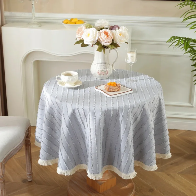 Round tablecloth avocado green cut flower coffee table cover cloth light luxury high-level small round tablecloth