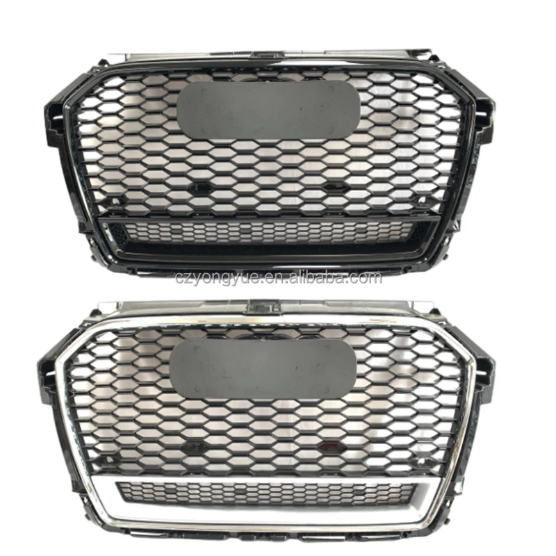 

Car Mesh Grille RS1 Style Front Honeycomb Grill Parts Replacement Gloss Black Chrome A1 for 2016 2017 2018