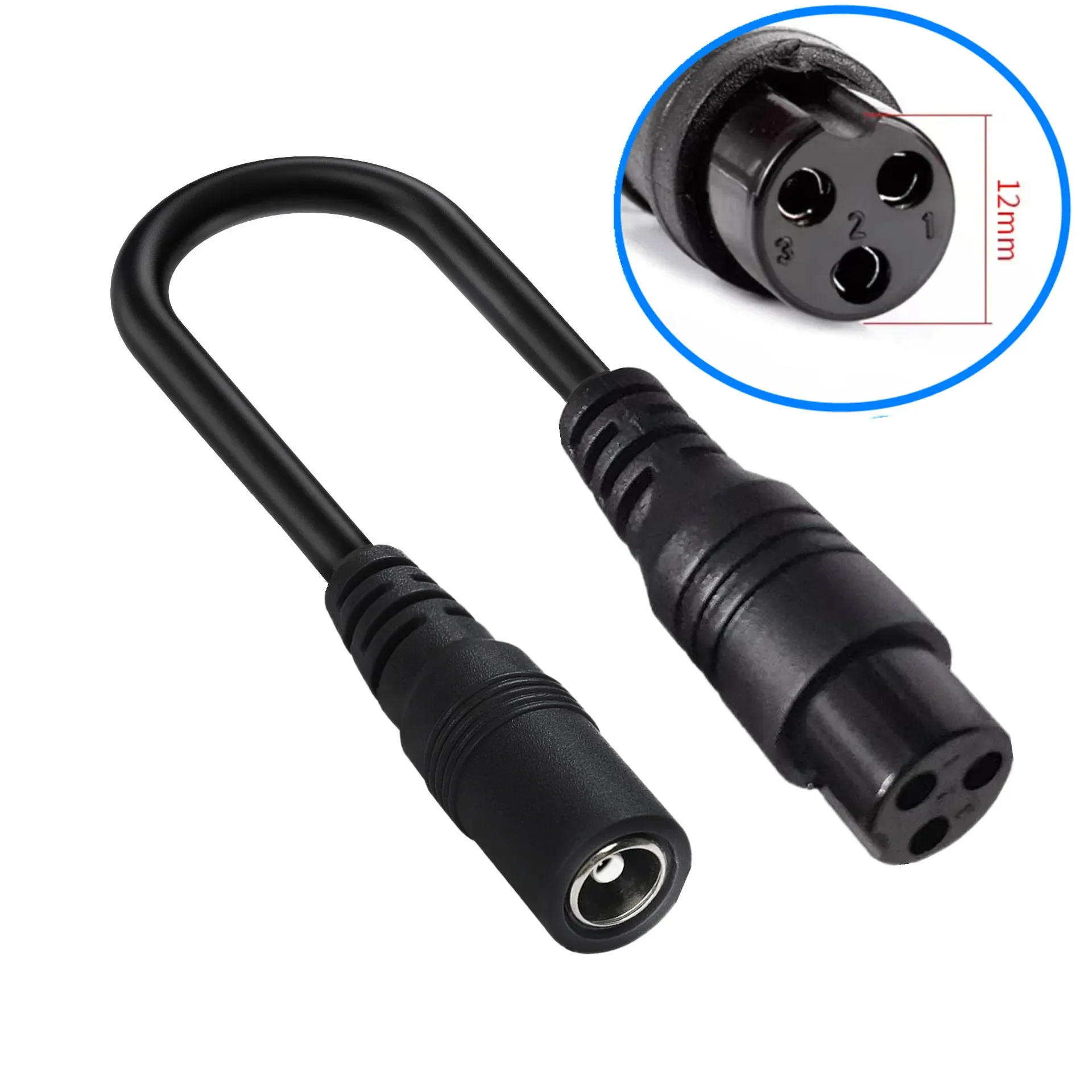 DC 5.5X2.1 To M12 M16 3Pin XLR RCA IEC 3P 8016 5525 Connector Cable Adapter for Scooter Electric Bike Charger Accessories Plug - view 3