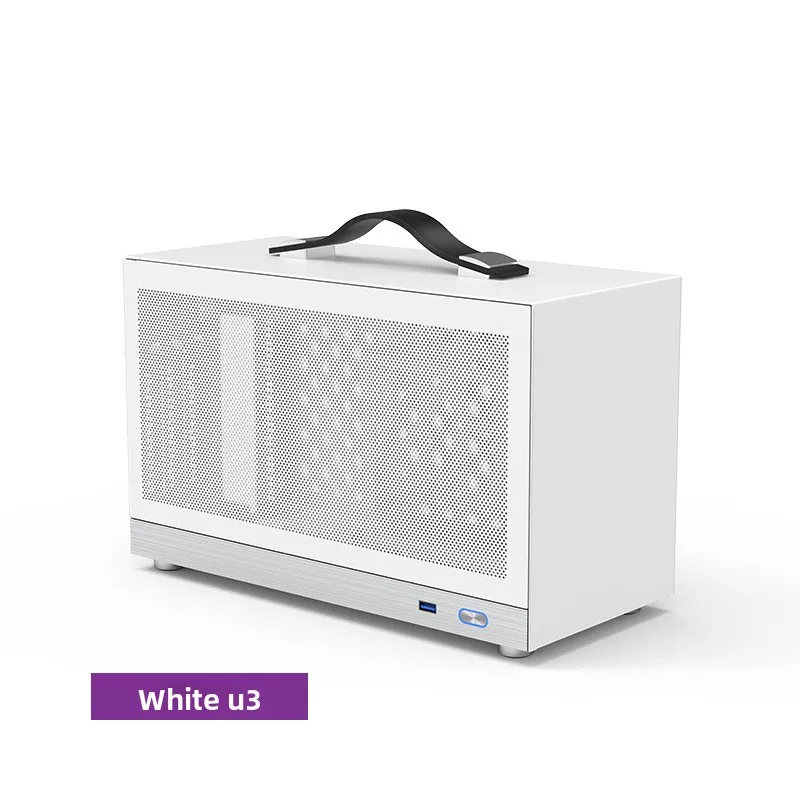 S400PRO Mini ITX Case Portable Handle Dual-Side Mesh Panel Aluminum Trim Portable SFF Chassis
