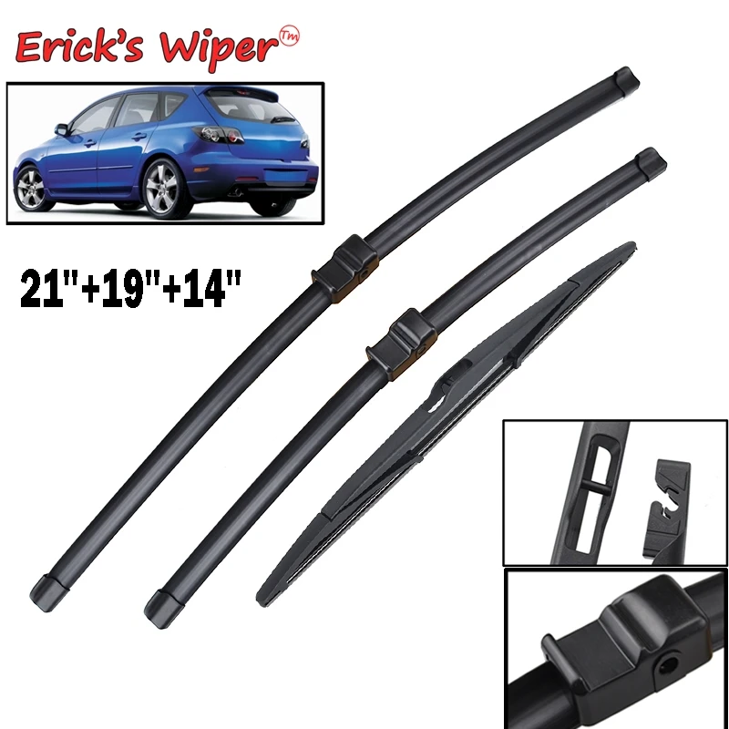 Erick\'s Wiper LHD Front & Rear Wiper Blades Set For Mazda 3 BK 2004 - 2008 Windshield Windscreen Window Rain Brushes 21\