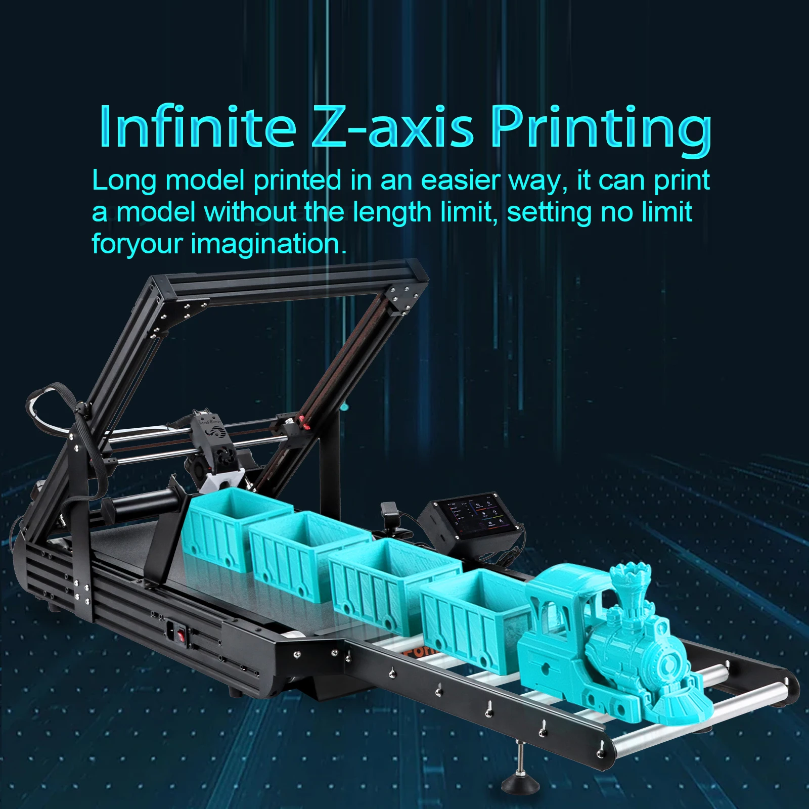 3D Printer IdeaFormer IR3 V2 Infinite Z-Axis Steel Conveyor Belt 250×250×∞mm With Extended Tray Klipper Firmware Auto Leveling