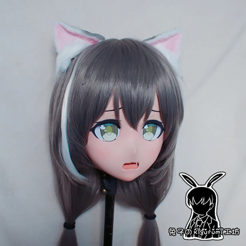 (RB662) kwaliteit handgemaakte vrouwelijke/meisje hars 3/4 hoofd Japanse anime stripfiguur cosplay Kyaru Kigurumi masker