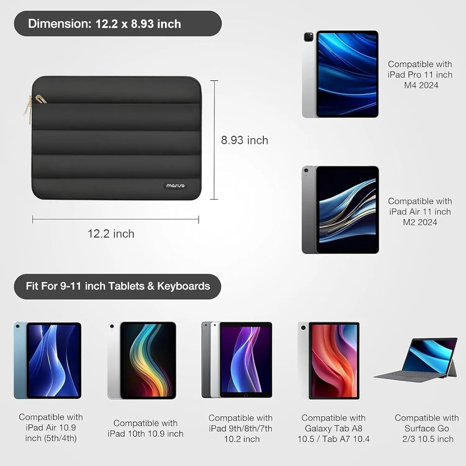 حافظة كمبيوتر لوحي 9 11 12 13 بوصة لجهاز iPad A16 2025 12.9 بوصة حافظة لجهاز iPad Pro 12 13 M4 وiPad Air 13 M3 M2