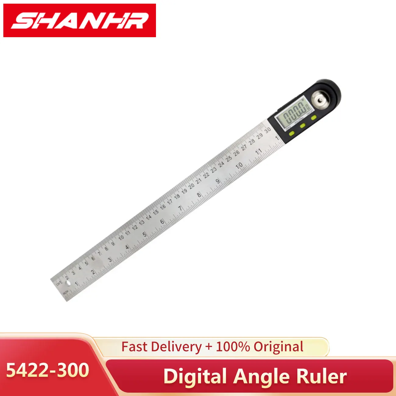 

SHANHR 12Inches/300mm Digital Angle Finder Digital Protractor with Locking Function Stainless Steel Digital Angle Ruler