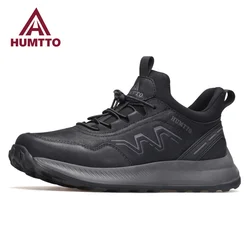 HUMTTO-Chaussures de Course Respirantes en Cuir pour Homme, Baskets de Jogging Décontractées de Luxe