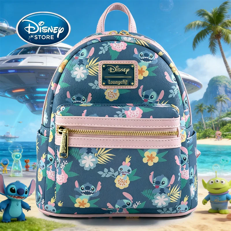 

Мини-рюкзак из искусственной кожи с принтом «Дисней Лило и Стич» в тропическом цветочном стиле