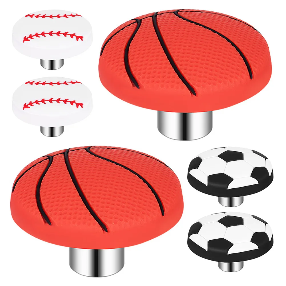 6Pcs Sports Ball Drawer Knobs Basketball Football Baseball Dresser Pulls Handles Bedroom Furniture Cabinet Decor