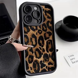 Brown Leopard Print Soft Silicone Phone Case For iPhone 16 Pro 15 13 12 11 14 17 Pro Max XS X XR 7 8 Plus SE 2 Shockproof Cover
